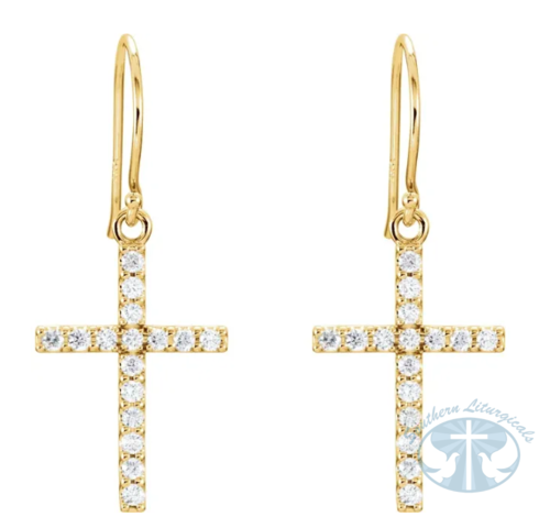 Natural Diamond Cross Earrings