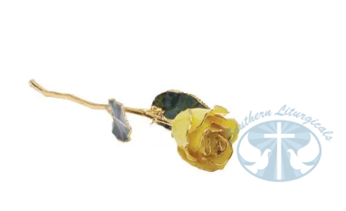 Lacquered Yellow Rose with Gold Trim 12 inches