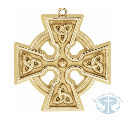 Celtic-Inspired Cross Dangle Charm 14K Gold