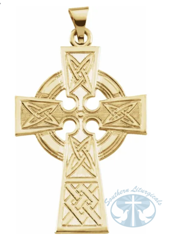 Celtic-Inspired Cross Pendant 14K Yellow Gold