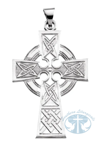 Celtic-Inspired Cross Pendant 14K White Gold