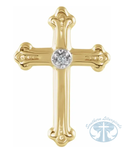 Natural Diamond Cross Lapel Pin