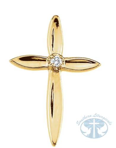 Natural Diamond Cross Lapel Pin