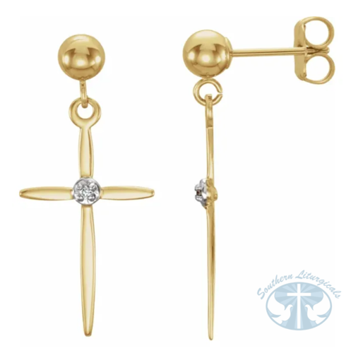 Natural Diamond Cross Earrings