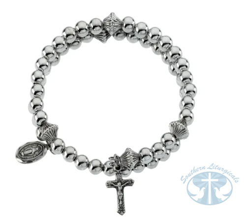 Sterling Silver Bead Wrap Rosary Bracelet