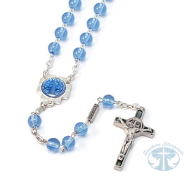 Rosary St. Benedict Blue Enamel and Silver Rosary