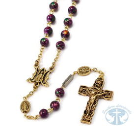 Rosary Miraculous Medal Floral Glass Rosary