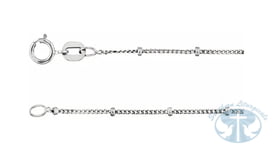 14K White Gold 1 mm Beaded Curb Chain