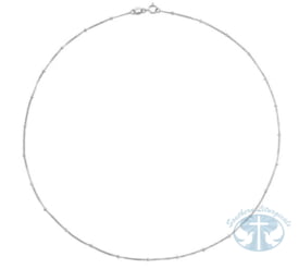 14K White Gold 1 mm Beaded Curb Chain