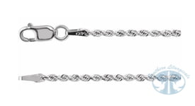 14K White Gold 1.6mm Diamond-Cut Rope Chain