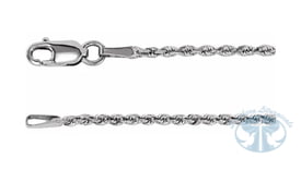 14K White Gold 1.6mm Diamond-Cut Rope Chain