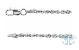 14K White Gold 1.8mm Diamond-Cut Rope Chain