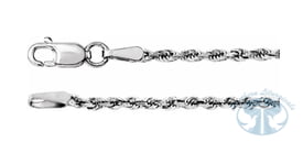 14K White Gold 1.8mm Diamond-Cut Rope Chain