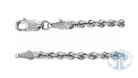 14K White Gold 3mm Diamond-Cut Rope Chain