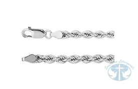 14K White Gold 4mm Diamond-Cut Rope Chain