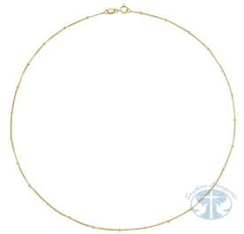 14K Yellow Gold 1 mm Beaded Curb Chain