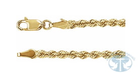 Chains 14K Yellow Gold 3mm Diamond-Cut Rope Chain