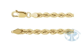 14K Yellow Gold 4mm Diamond-Cut Rope Chain