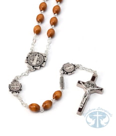 Rosary St. Benedict Rosary with Italian Wood and Silver