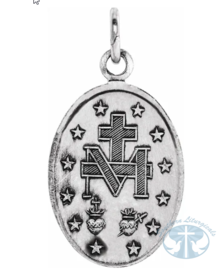 Oval Miraculous Medal 14K White Gold