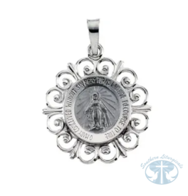 Round Miraculous Medal-14K White Gold