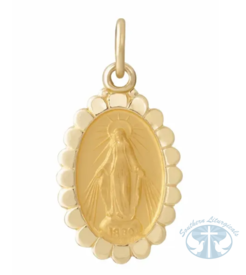 Necklace/Pendant Oval Miraculous Medal 14K Yellow Gold