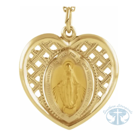 Necklace/Pendant Heart Miraculous Medal 14K Yellow Gold