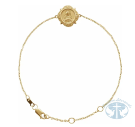 Miraculous Medal Mary Bracelet 14K Yellow Gold