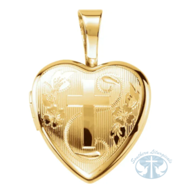 Gold-Plated Sterling Silver Cross Heart Locket