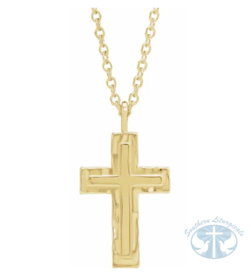 Necklace/Pendant 14K Yellow Gold Textured Cross 18" Necklace