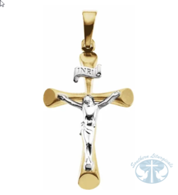 Necklace/Pendant Crucifix Pendant 14K Yellow/White 24x16 mm