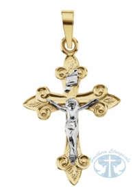 Necklace/Pendant Crucifix Pendant 14K Yellow/White Gold 22x17 mm