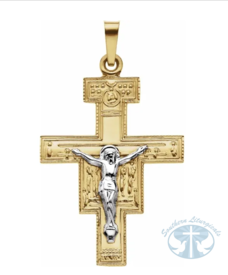 Necklace/Pendant San Damiano Crucifix Pendant 14K Yellow/White Gold 26 x 20 mm