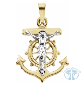 Necklace/Pendant 14K Yellow/White 16x15 mm Mariner's Cross Pendant