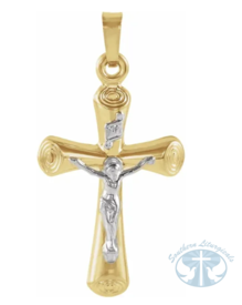 Necklace/Pendant Crucifix Pendant 14K Yellow/White Gold 22x15 mm