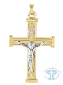 Necklace/Pendant Hollow Crucifix Pendant 14K Yellow/White 32x23 mm