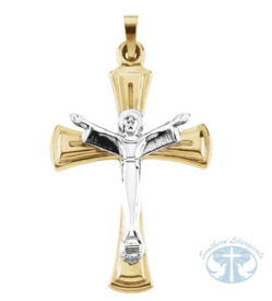 Necklace/Pendant Hollow Crucifix Pendant 14K Yellow/White 32x23 mm