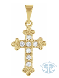 Necklace/Pendant Natural Diamond Cross Pendant 14K Yellow Gold 1/10 CTW