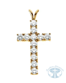 Necklace/Pendant Natural Diamond Cross Pendant 14K Yellow Gold