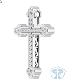 Necklace/Pendant 14K White Gold Diamond Cross Pendant 47x31.5 mm