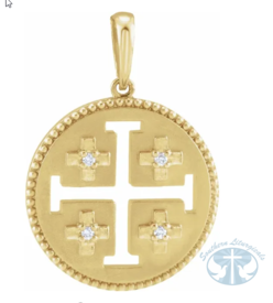 Necklace/Pendant Natural Diamond Jerusalem Cross 16-18" Necklace