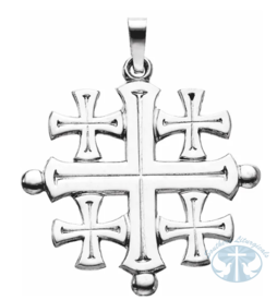  Jerusalem Cross Pendant 14K White Gold