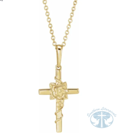 Necklace/Pendant Floral Cross 14K Yellow Gold 16-18" Necklace