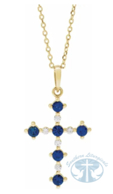 Necklace/Pendant Diamond and Sapphire Cross 16-18" Necklace