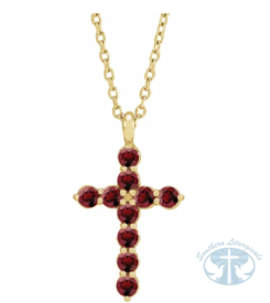 Necklace/Pendant Natural Mozambique Garnet Cross 16-18" Necklace