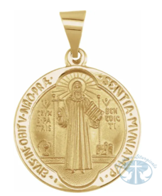 Necklace/Pendant Round Hollow St. Benedict Medal 14K Yellow Gold