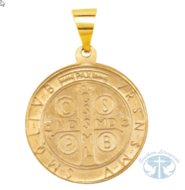 Round Hollow St. Benedict Medal 14K Yellow Gold