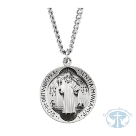 Necklace/Pendant St. Benedict Medal Necklace  Sterling Silver | Religious Jewelry