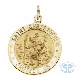 Necklace/Pendant St. Christopher Medal 14K Yellow Gold