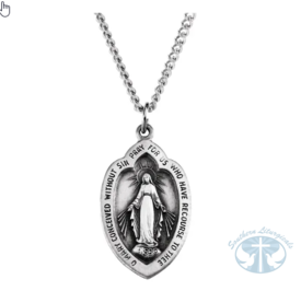 Necklace/Pendant Oval Miraculous Medal 18" Necklace Sterling Silver